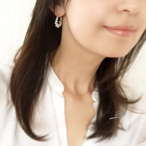 14kgf淡水パールたっぷりラウンドフープピアス ピアス（フープ） Rita 