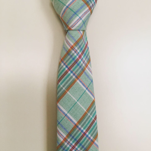 ミントグリーンチェック柄ネクタイ《ハンドクラフトネクタイ