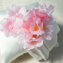 ピンク桜のリングピロー 3枚目の画像