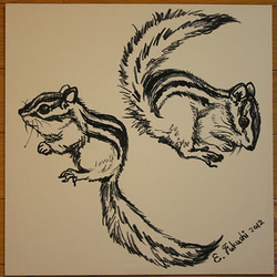 男性に人気！ シマリス りす 絵画 - 絵画 - 絵画『シマリスと