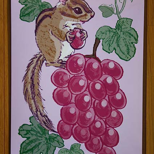 オリジナルポスター『リスと葡萄』（出力・数量限定複製） 絵画
