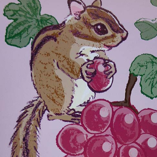 オリジナルポスター『リスと葡萄』（出力・数量限定複製） 絵画