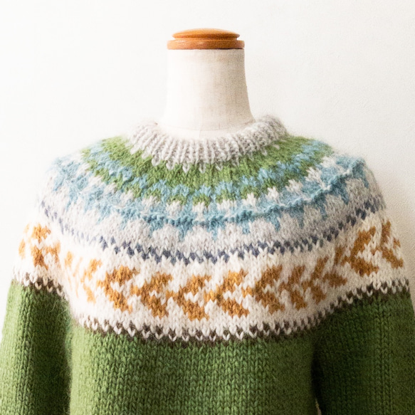 size:M＞アイスランディックハンドニット♪草原の色のロピセーター