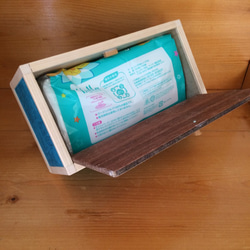 送料込み！木製ティッシュボックス 青緑(レザー調) 3枚目の画像