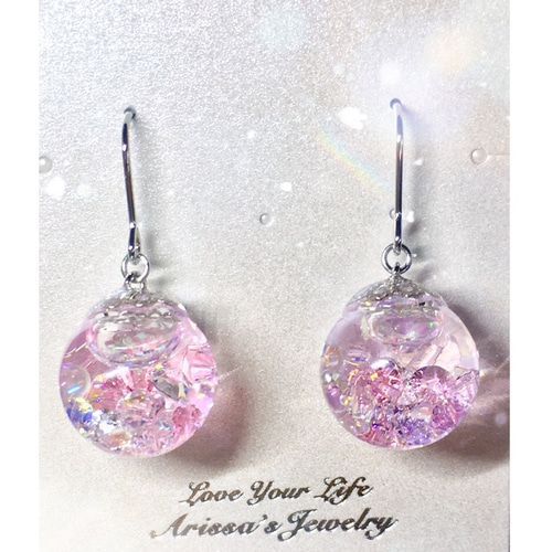 ♡桜の雫ピアス・イヤリング♡＊スワロフスキー＊ガラスドーム