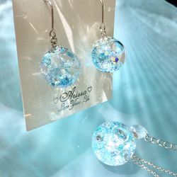 爽やか・海の精の宝物ピアス・イヤリング♡スノードーム ピアス