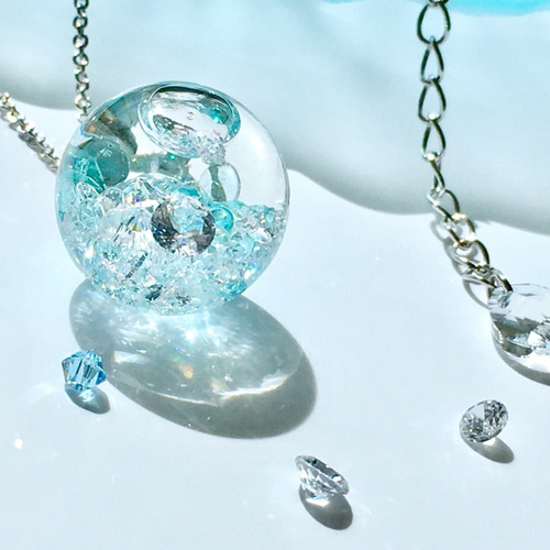 爽やか・海の精の宝物✳︎ネックレス✳︎スノードーム・ガラスドーム  