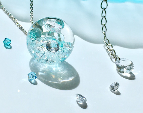 爽やか・海の精の宝物✳︎ネックレス✳︎スノードーム・ガラス