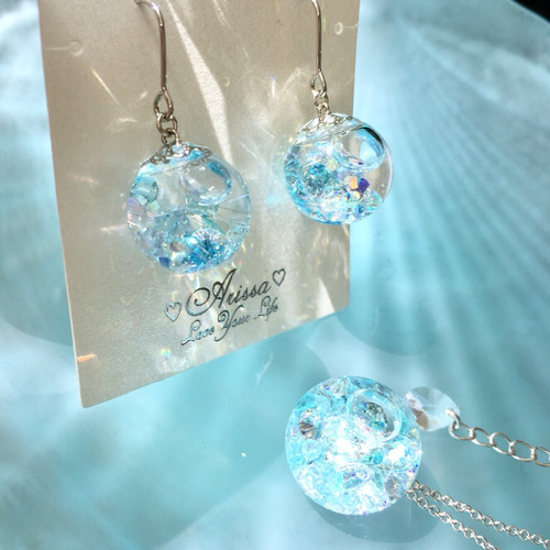 4℃ スノードーム付き ネックレス 爽やか・海の精の宝物✳︎ネックレス✳︎スノードーム・ガラスドーム