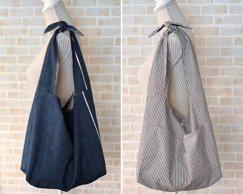 Mサイズ✨2way✨リバーシブルあずま袋風トートバック✨エコ