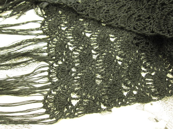チェコレース糸のストール　黒 3枚目の画像