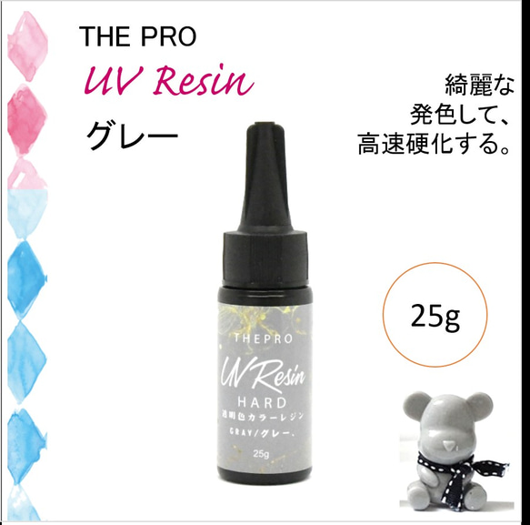 【THE PRO UVレジン液　グレー25g　405nm　灰色　不透明　LED対応 1枚目の画像