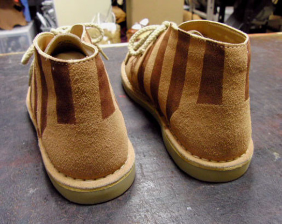 L～LL限定　ストライプ染め本革靴　レディースブラウンスエードレザーブーツ 5枚目の画像