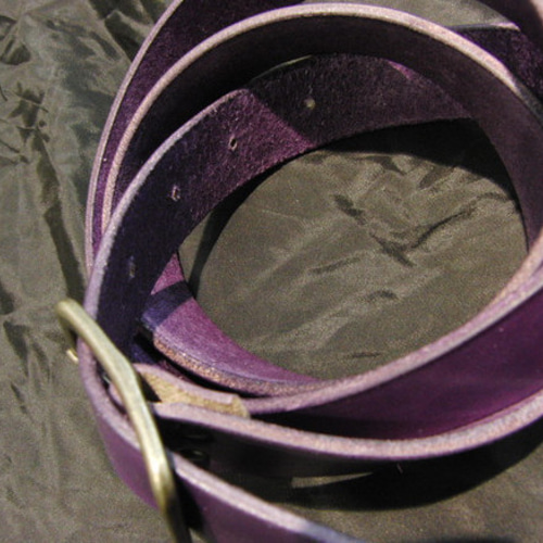 牛本革3cm幅の紫/パープルレザーベルト 140～50cm以下などサイズ調整