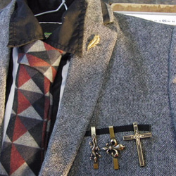 真鍮/ブラス製クロス型ネクタイピン(タイバー)1個　ネクタイ・ポケットの飾りに 5枚目の画像