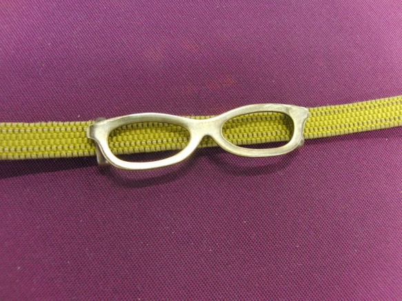 真鍮ブラス製 個性の出るメガネ型の帯留め　着物や浴衣の帯締め・チョーカー/ブレスレットに 1枚目の画像