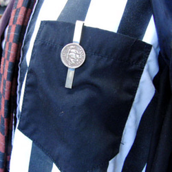真鍮ブラス製　レトロシップコイン型ネクタイピン(タイバー)1個　ネクタイ・ポケットの飾りに 4枚目の画像
