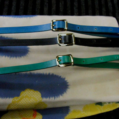 帯締めベルト(黒・緑のうち1本)本革11mm幅 着物浴衣に市販の帯留め使用