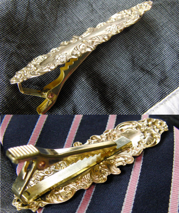 真鍮ブラス製　レトロゴシックデザインネクタイピン(タイバー)1個　ネクタイ・ポケットの飾りに 3枚目の画像