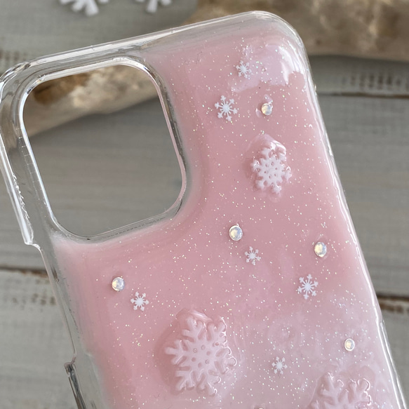 冬　雪の結晶とうさぎ　iPhone 各機種対応　ニュアンスカラー 7枚目の画像