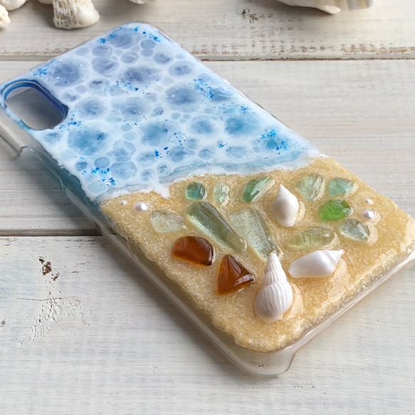 銷售！iPhone X藍海海洋玻璃便攜包 第2張的照片