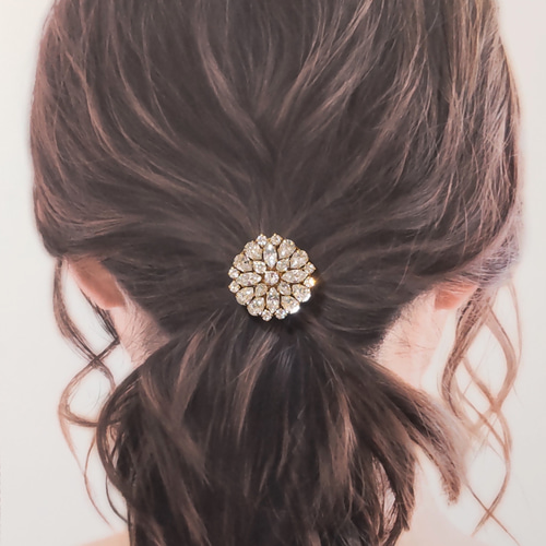 絶対的な信頼 ブラッククリスタル装飾ヘアゴムセット （ヘアクリップ バンス ヘアアクセサリー