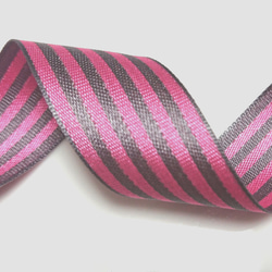 SALE!ストライプ！【X-25】【2m】☆グレー×ピンク☆両面サテン