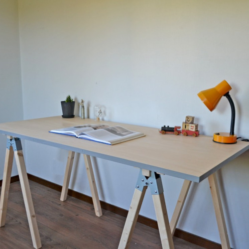 その他 Simple Sawhorse Table Light gray 155 Simple Sawhorse Table Light gray 155