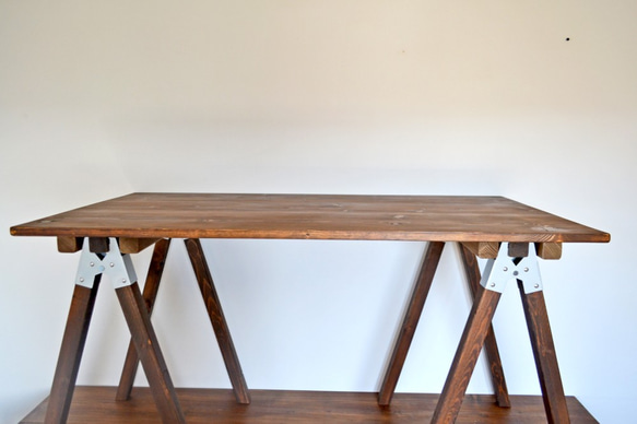 Sawhorse Table 120 Antique 2x2木製脚 4枚目の画像