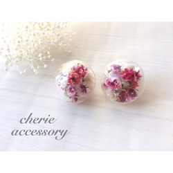 ピンクflowerdomeearring 1枚目の画像