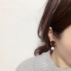 べっ甲とパールearring・pierce 2枚目の画像