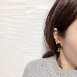 べっ甲とパールearring・pierce 3枚目の画像