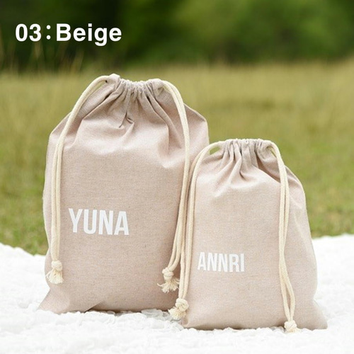 厚手で丈夫な選べる3色巾着袋Mサイズ 名入れ 上履き 着替え入れ 給食袋