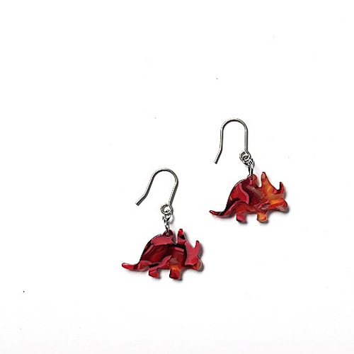 ☆恐竜ピアス・イヤリング☆トリケラトプス～RED【メガネ産地