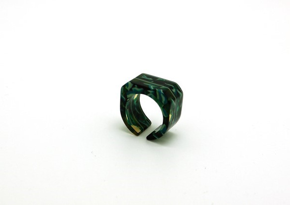 由眼鏡材料製成的戒指/戒指♪寬度12毫米（各種綠色的糊狀物）手工拋光的美麗♪來自眼鏡的產地福井 第1張的照片