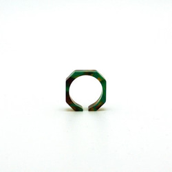 環/眼鏡材料製成的環♪寬6毫米FM（綠色/棕色圖案）手工拋光美麗♪來自福井 第2張的照片