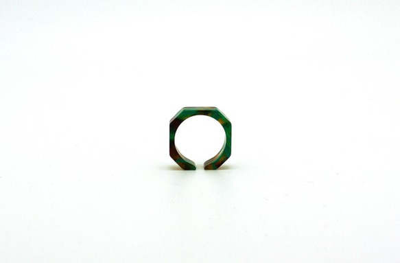 環/眼鏡材料製成的環♪寬6毫米FM（綠色/棕色圖案）手工拋光美麗♪來自福井 第2張的照片