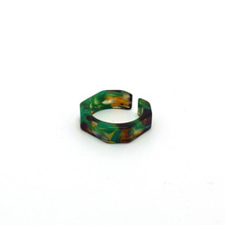 環/眼鏡材料製成的環♪寬6毫米FM（綠色/棕色圖案）手工拋光美麗♪來自福井 第4張的照片