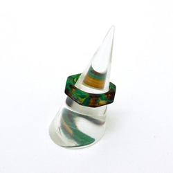 環/眼鏡材料製成的環♪寬6毫米FM（綠色/棕色圖案）手工拋光美麗♪來自福井 第6張的照片