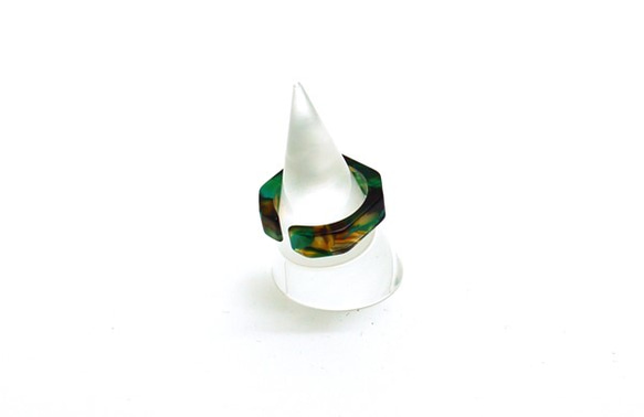 環/眼鏡材料製成的環♪寬6毫米FM（綠色/棕色圖案）手工拋光美麗♪來自福井 第7張的照片