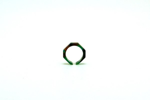 由眼鏡材料製成的戒指/戒指♪寬度6毫米FS（綠色/棕色圖案）手工拋光的美麗♪來自眼鏡的產地福井 第2張的照片