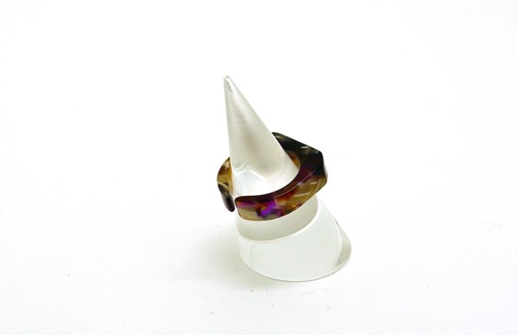 眼鏡材質的戒指/戒指♪寬度6毫米FL（紫色米色圖案）手工拋光的美麗♪來自眼鏡的起源福井 第7張的照片