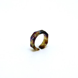 圓環/由眼鏡材料製成的環♪寬6毫米的FM（紫色/米色圖案）手工拋光美麗♪來自福井 第3張的照片