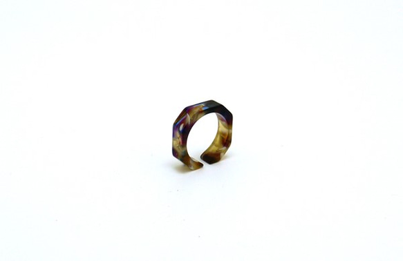 圓環/由眼鏡材料製成的環♪寬6毫米的FM（紫色/米色圖案）手工拋光美麗♪來自福井 第3張的照片