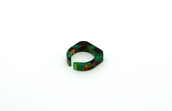 由眼鏡材料製成的戒指/戒指♪寬6毫米FL（綠色/棕色圖案）手工拋光的美麗♪來自眼鏡的產地福井 第5張的照片