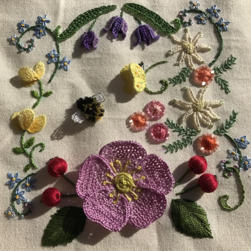 イギリス刺繍 スタンプワーク ローズガーデン その他アート