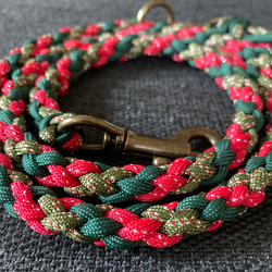首輪一体型❄パラコードリード　❅クリスマス❅特別価格❅現品限り1500円 パラコード カフェリード☆クリスマスカラー(ホリディ) リード・首輪