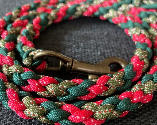 パラコード カフェリード☆クリスマスカラー(ホリディ) リード・首輪