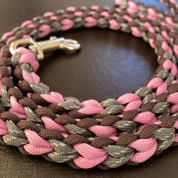 パラコード カフェリード☆ハート編み(ストロベリーチョコレート