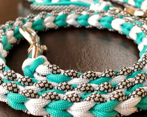 パラコード カフェリード☆ハート編み(シーブリーズ) リード・首輪